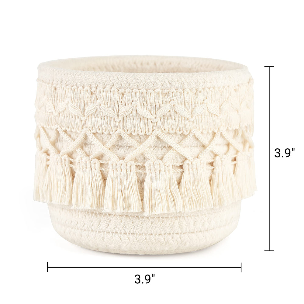 Mkono etui pinceaux macramé ivory, rangement pratique et décoratif sur le bureau.