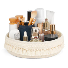 Panier Mkono en macramé pour maquillage, rangement pratique et décor bohème