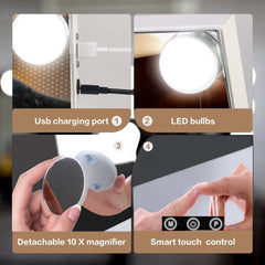 MKupView port USB latéral, recharge en même temps que le maquillage.