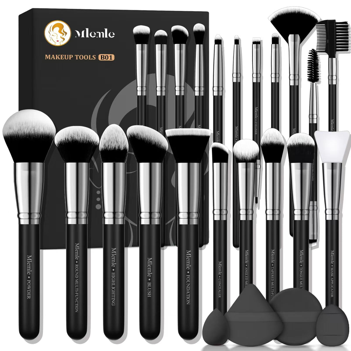 Ensemble de pinceaux Mlemle 25 pièces, maquillage fluide et précis.