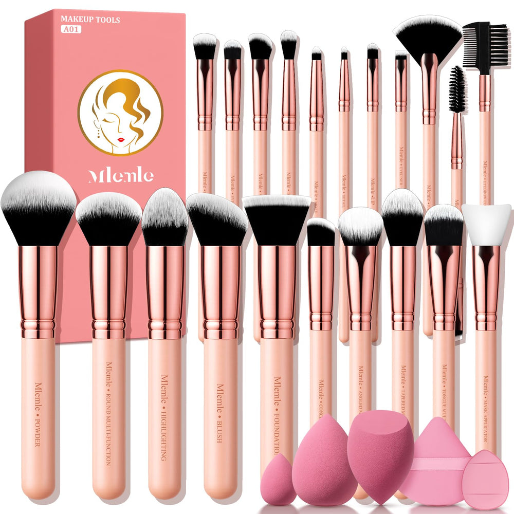 Ensemble Mlemle de pinceaux maquillage professionnel pour un rendu précis et durable.