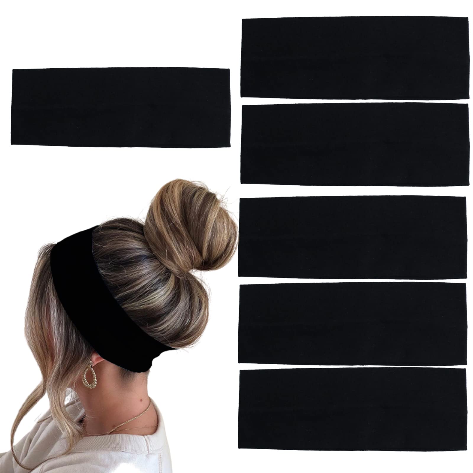 MLMOMVME bandeau-cheveux noir coton ensemble, doux et confortable pour un usage quotidien.