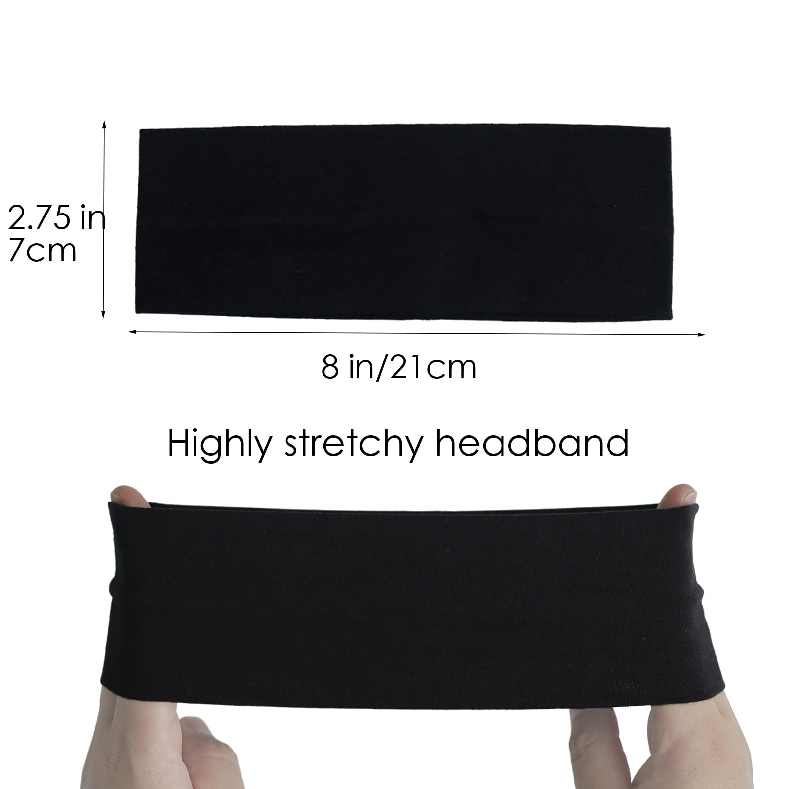 MLMOMVME bandeau coton noir extensible, maintien fiable sur cheveux épais.