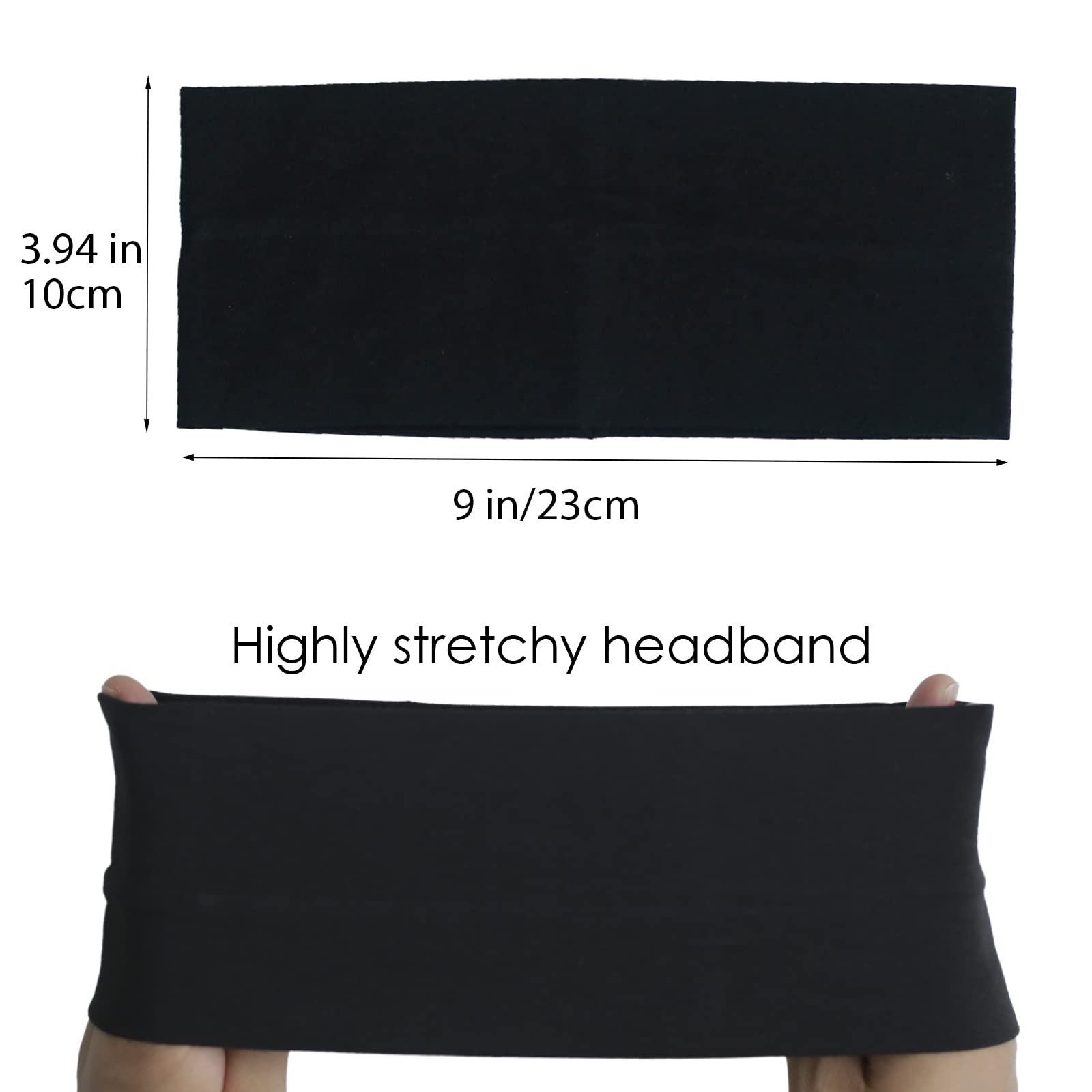 Bandeau MLMOMVME noir sans dérapage en coton double couche; reste en place pendant l'entraînement.
