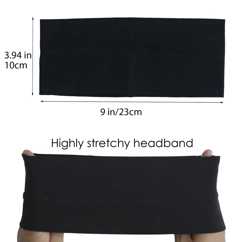 Bandeau MLMOMVME noir sans dérapage en coton double couche; reste en place pendant l'entraînement.