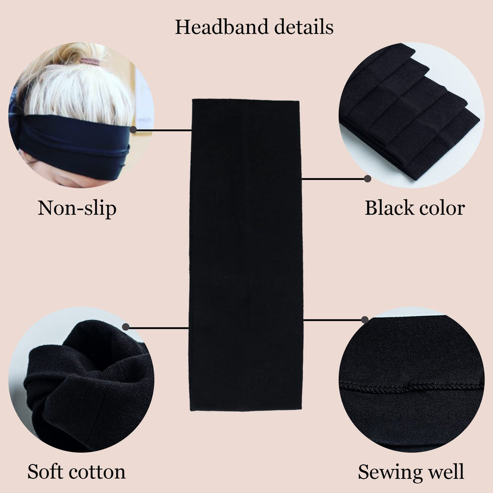 MLMOMVME bandeau noir coton anti-sueur, garde le front sec pendant l'effort.