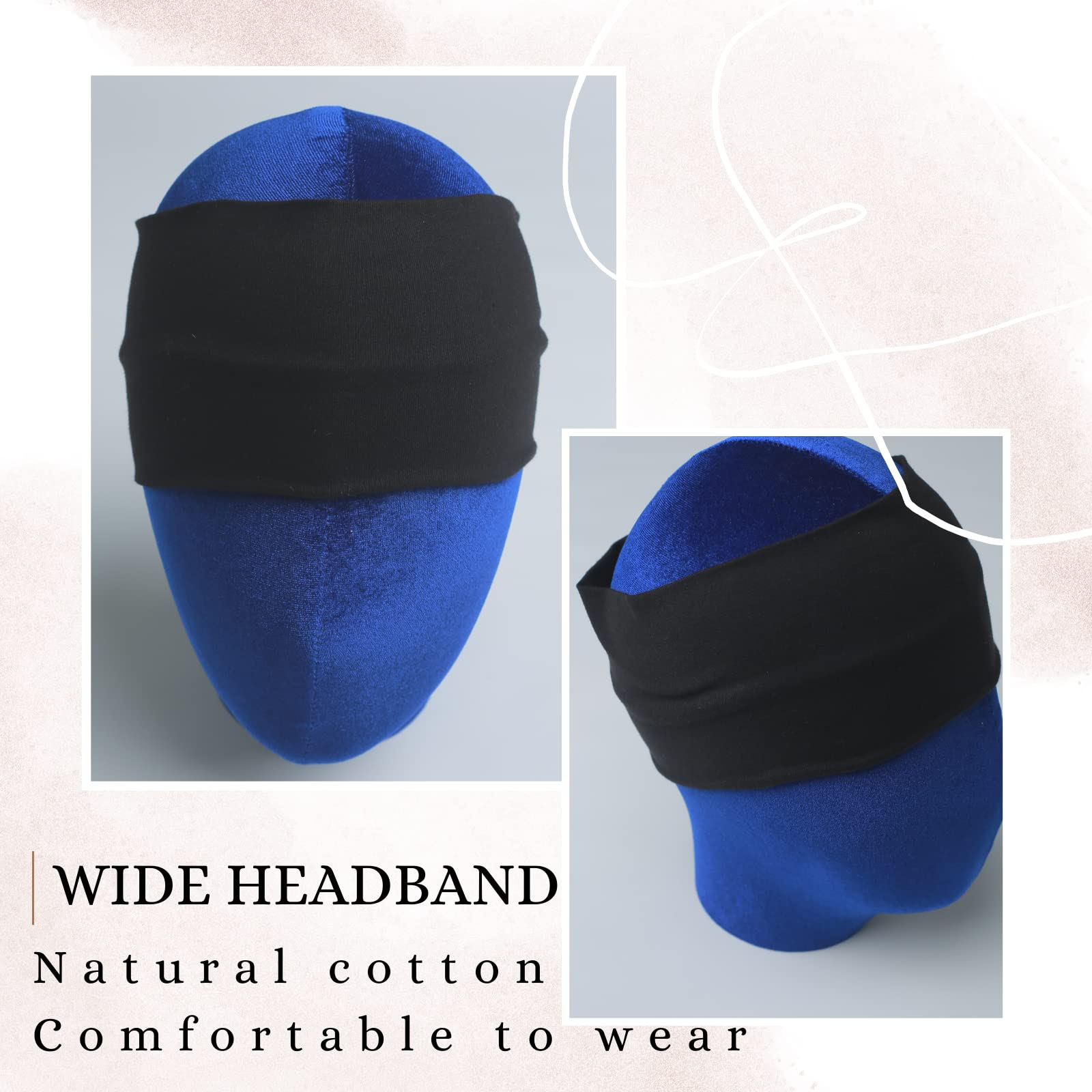 Bandeau MLMOMVME noir pour maquillage; idéal pendant la routine beauté.