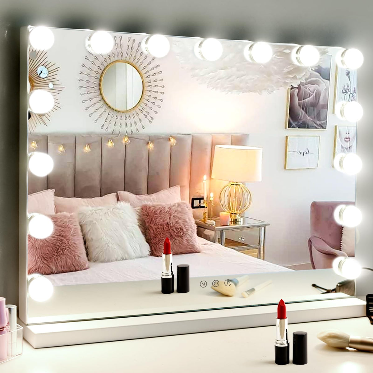 M MIVONDA miroir vanité Hollywood avec 15 LED — éclairage homogène pour maquillage précis
