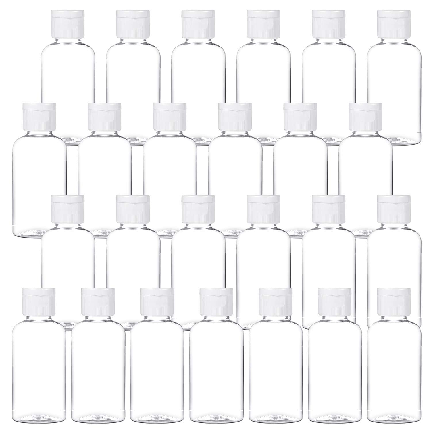 Bouteilles MMonDod transparentes 50 ml avec bouchon rabattable, idéales pour voyager