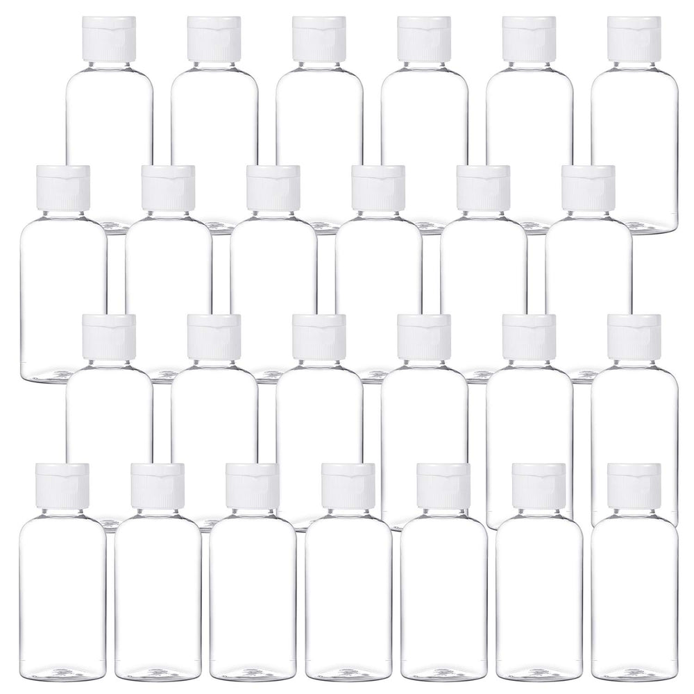 Bouteilles MMonDod transparentes 50 ml avec bouchon rabattable, idéales pour voyager