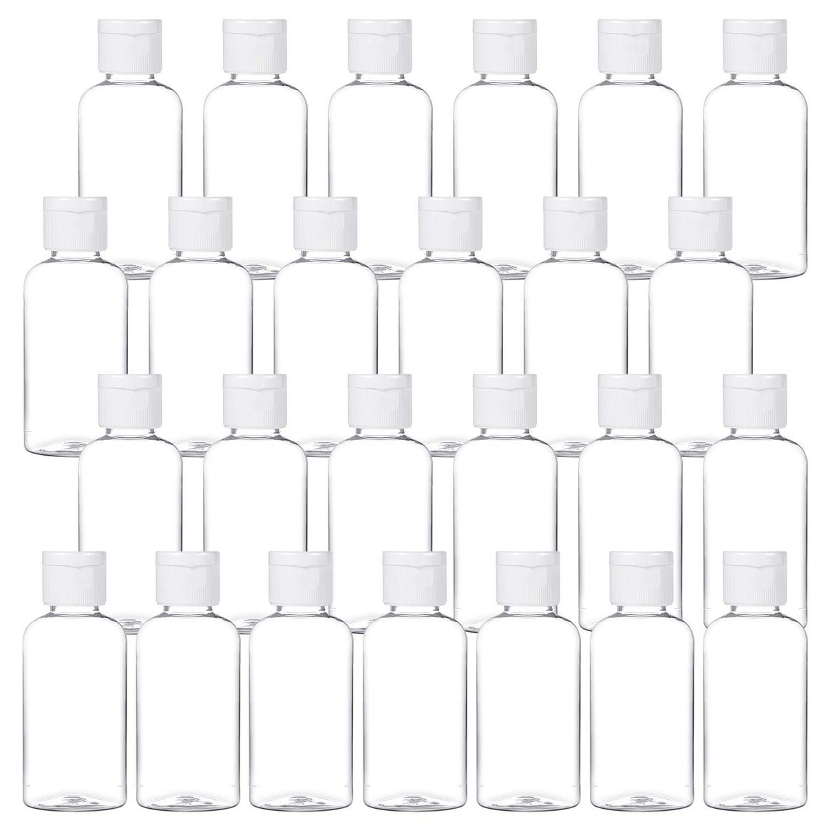 Bouteilles MMonDod transparentes 50 ml avec bouchon rabattable, idéales pour voyager
