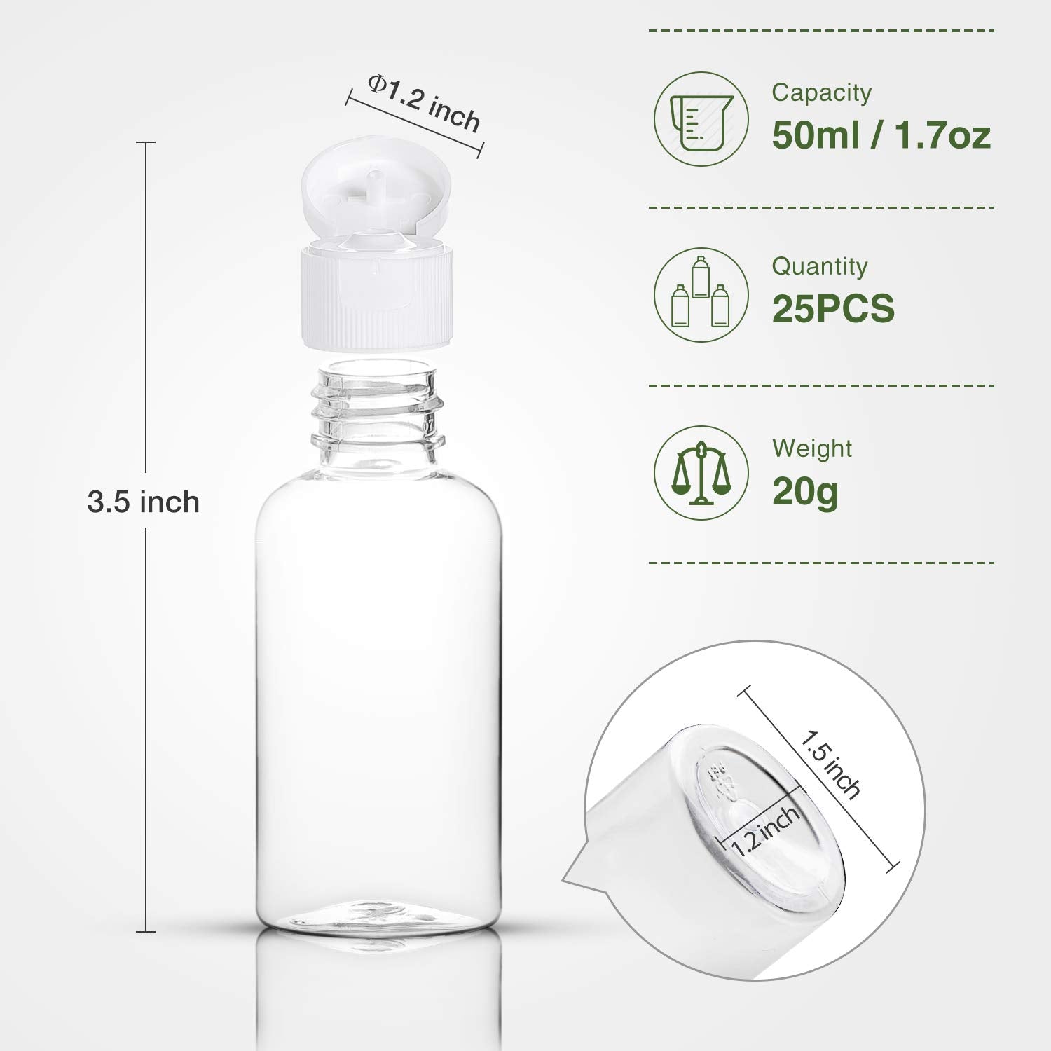 Flacons plastiques MMonDod 50 ml, faciles à presser, pratiques en déplacements