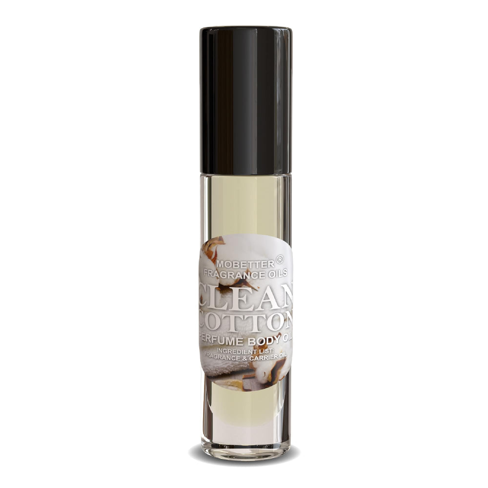 MOBETTER FRAGRANCE OILS Clean Cotton: bouteille-roll-on pour une application précise et pratique.