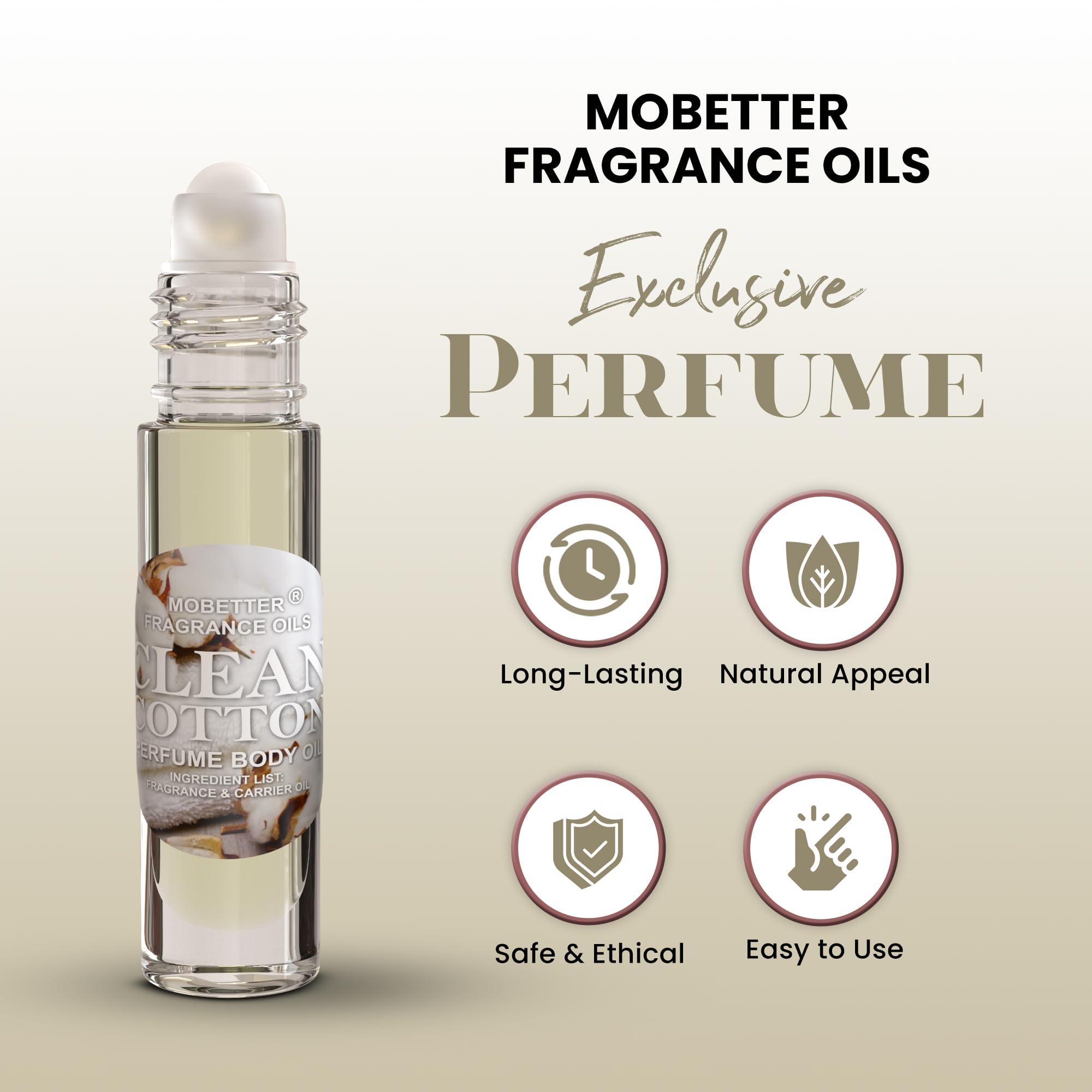 MOBETTER FRAGRANCE OILS Clean Cotton: emballage compact format voyage pratique.