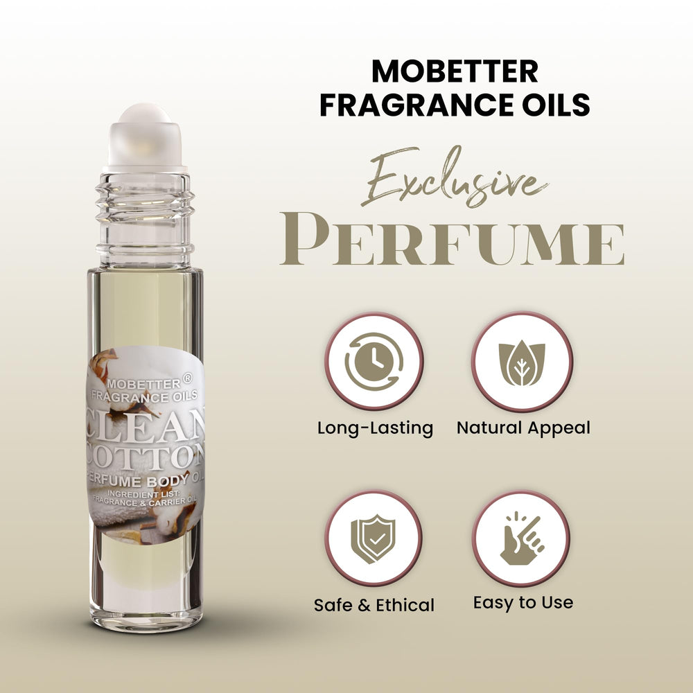 MOBETTER FRAGRANCE OILS Clean Cotton: emballage compact format voyage pratique.
