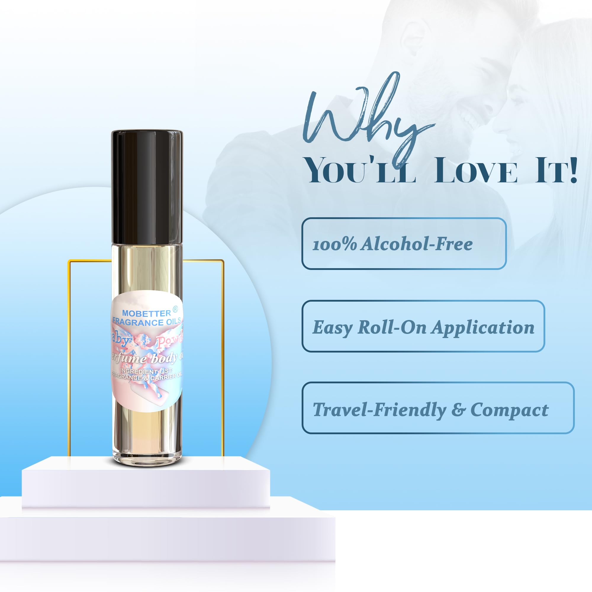 MOBETTER huile parfumée Poudre Bébé – détail de l'applicateur bille.