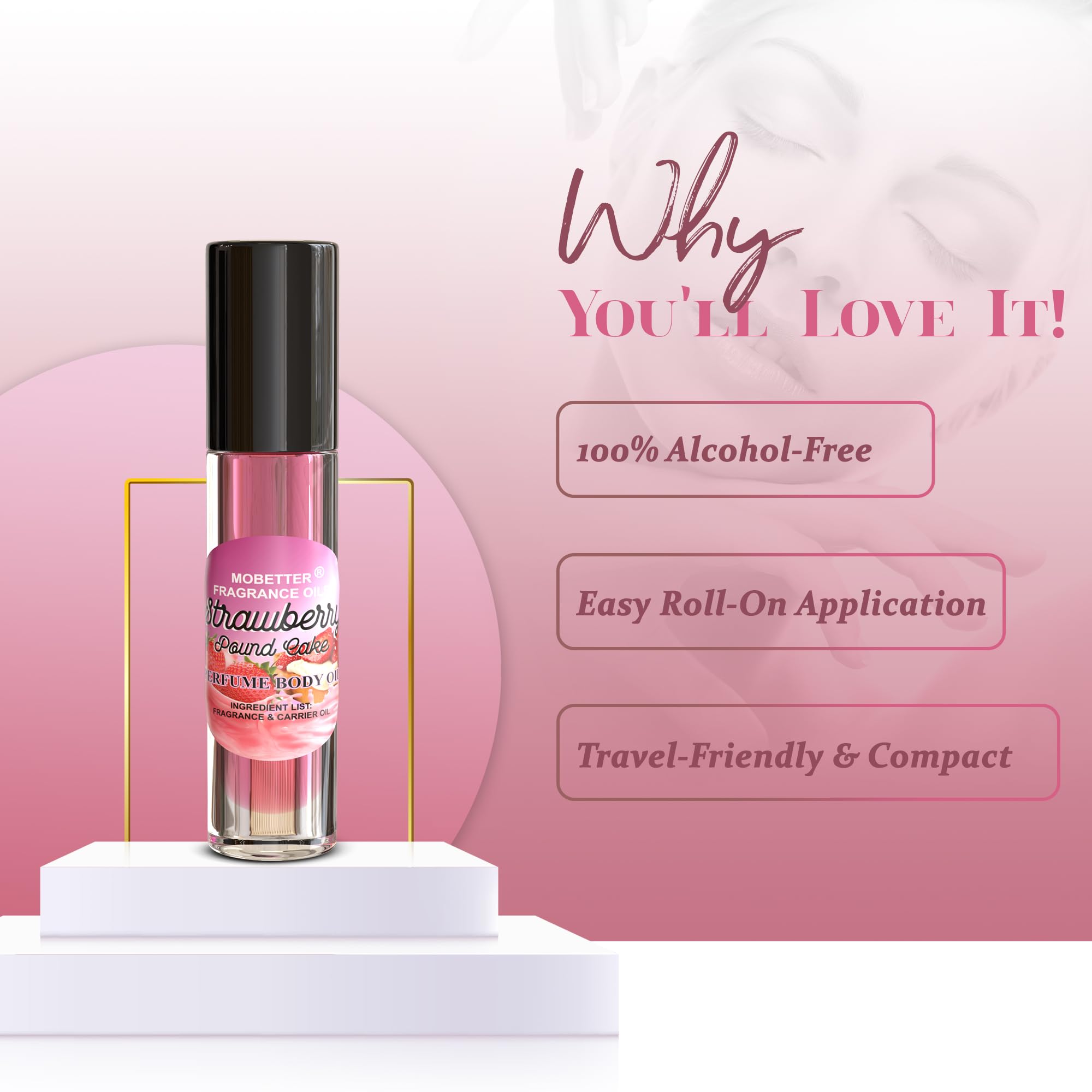 MOBETTER Strawberry Pound Cake flacon-roll-on : parfum durable tout au long de la journée