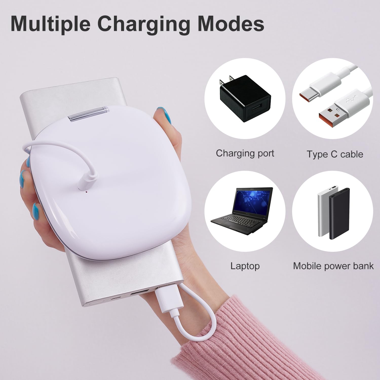 Mocado Miroir rechargeable par câble USB pour une utilisation longue.