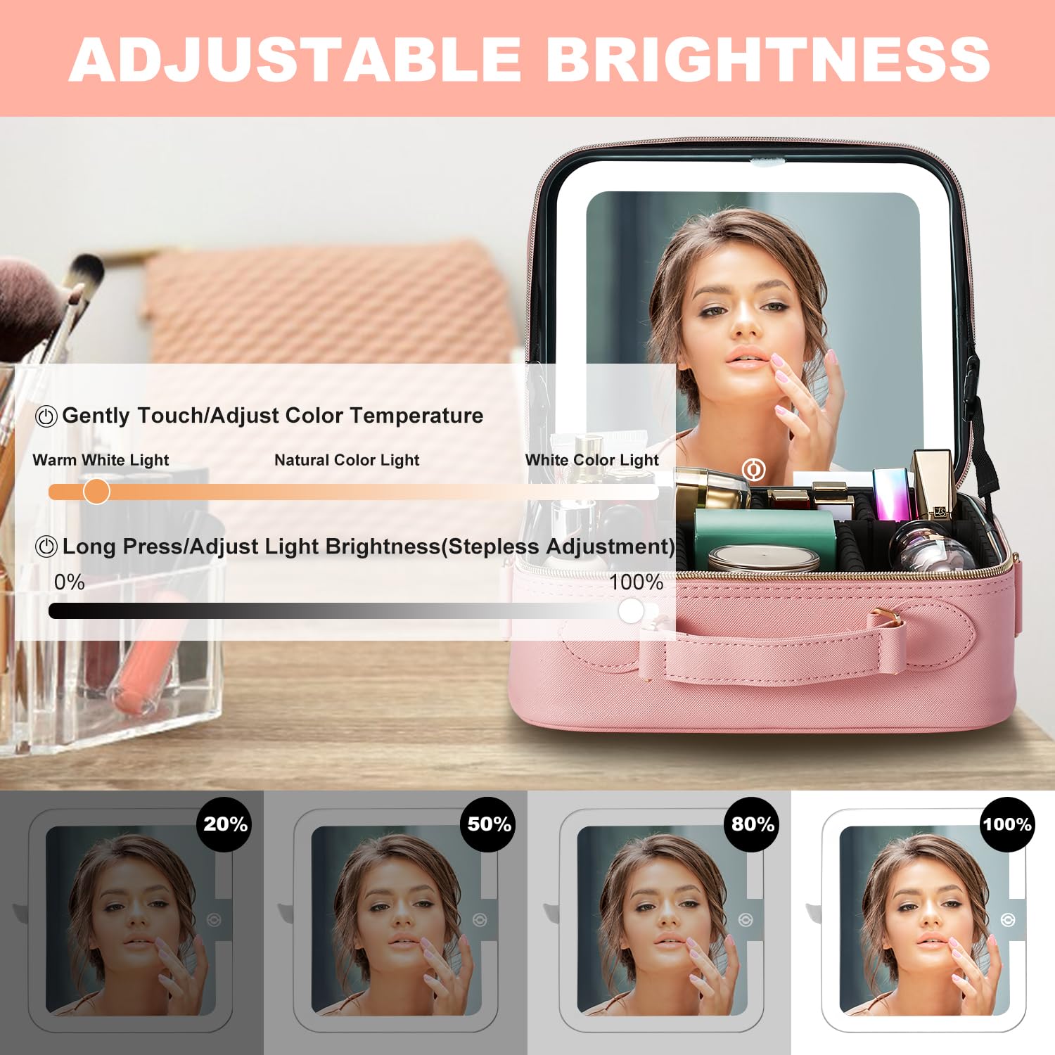 Mocado miroir lumineux 10x magnifiant pour retouches précises.