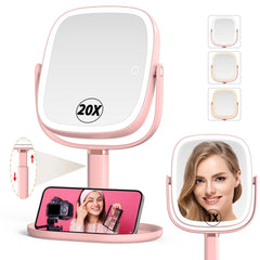 Mocado miroir maquillage lumineux 1x et 20x pour un balayage précis.