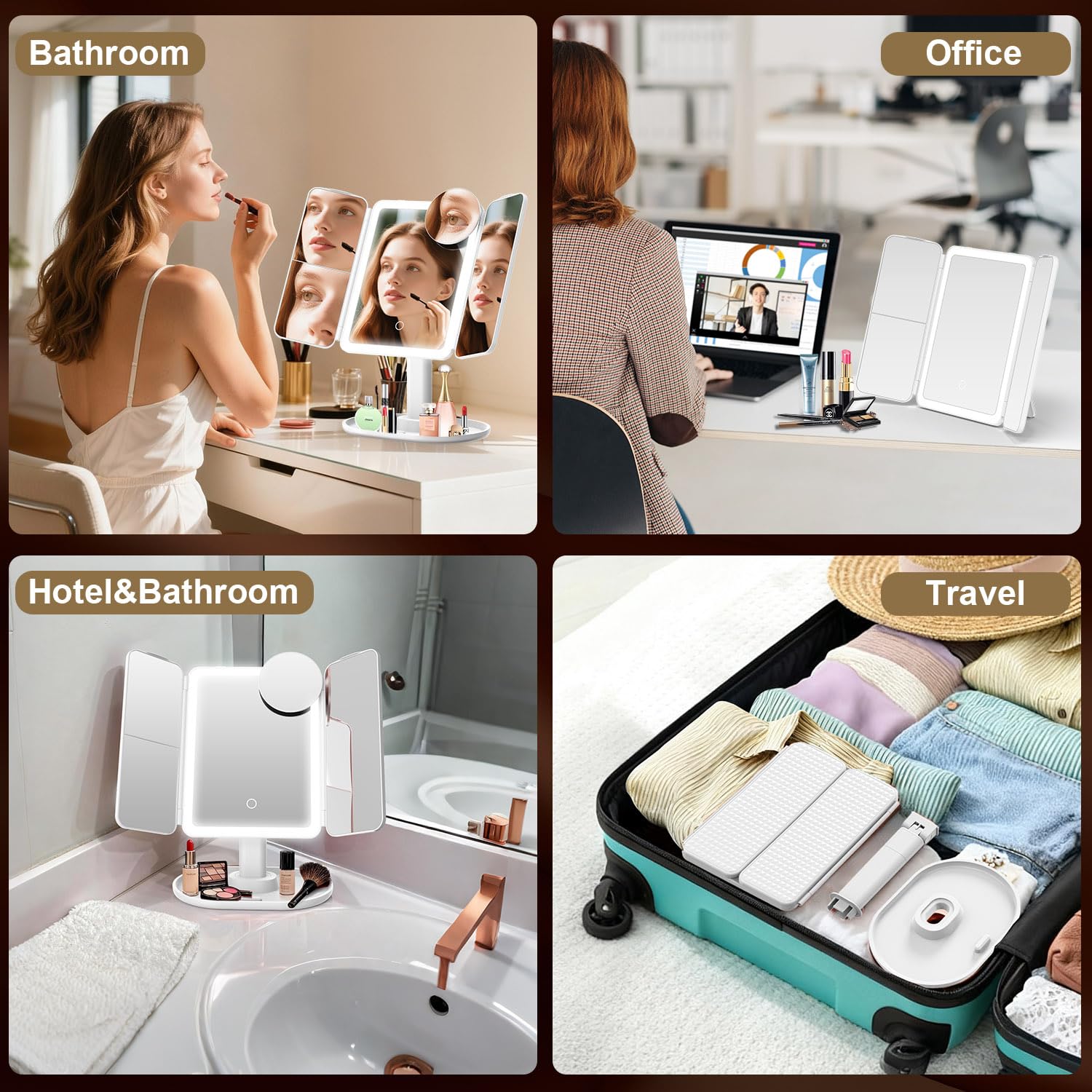 Mocado miroir avec support intégré pour téléphone