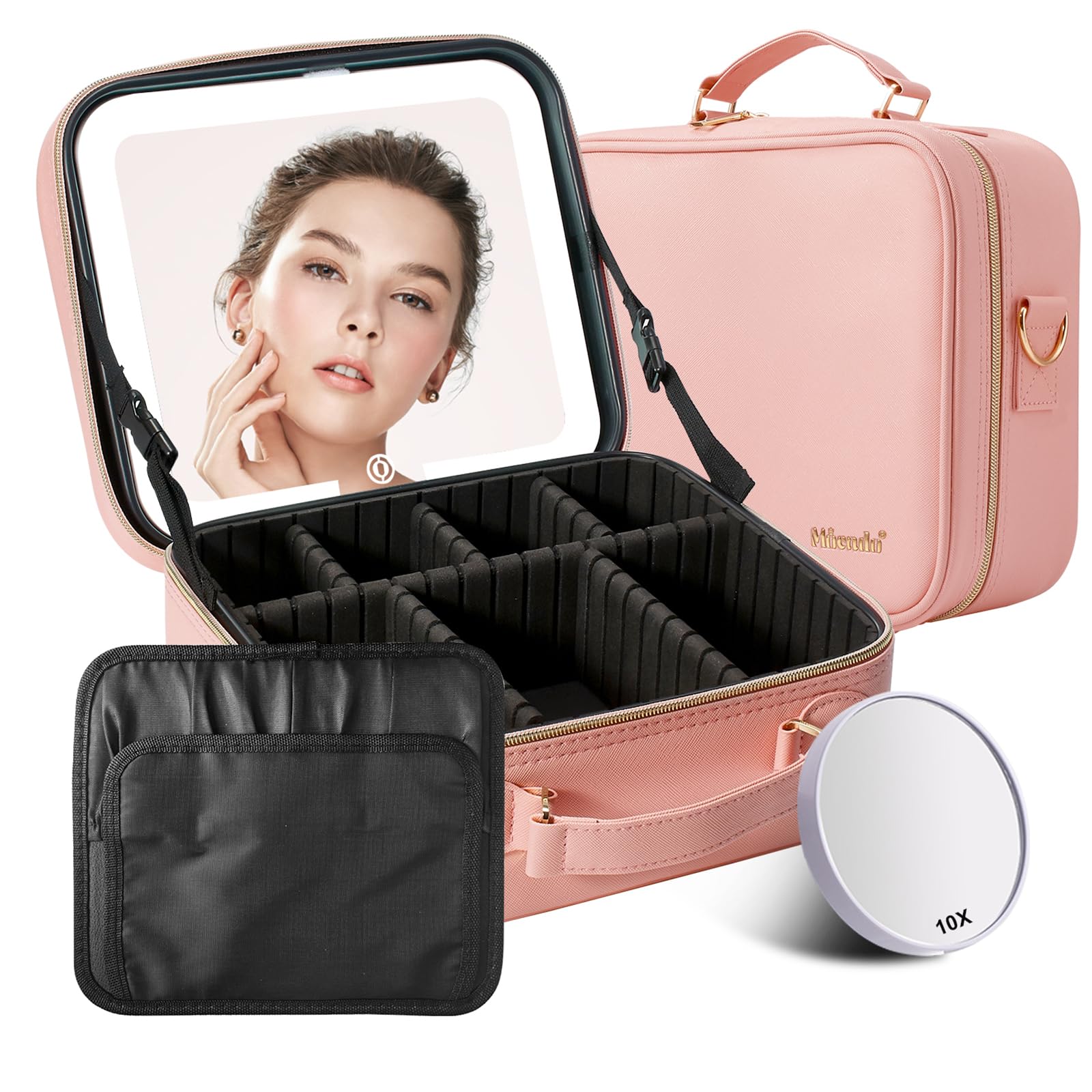 Mocado sac-maquillage de voyage avec miroir éclairé intégré, pratique en déplacement.