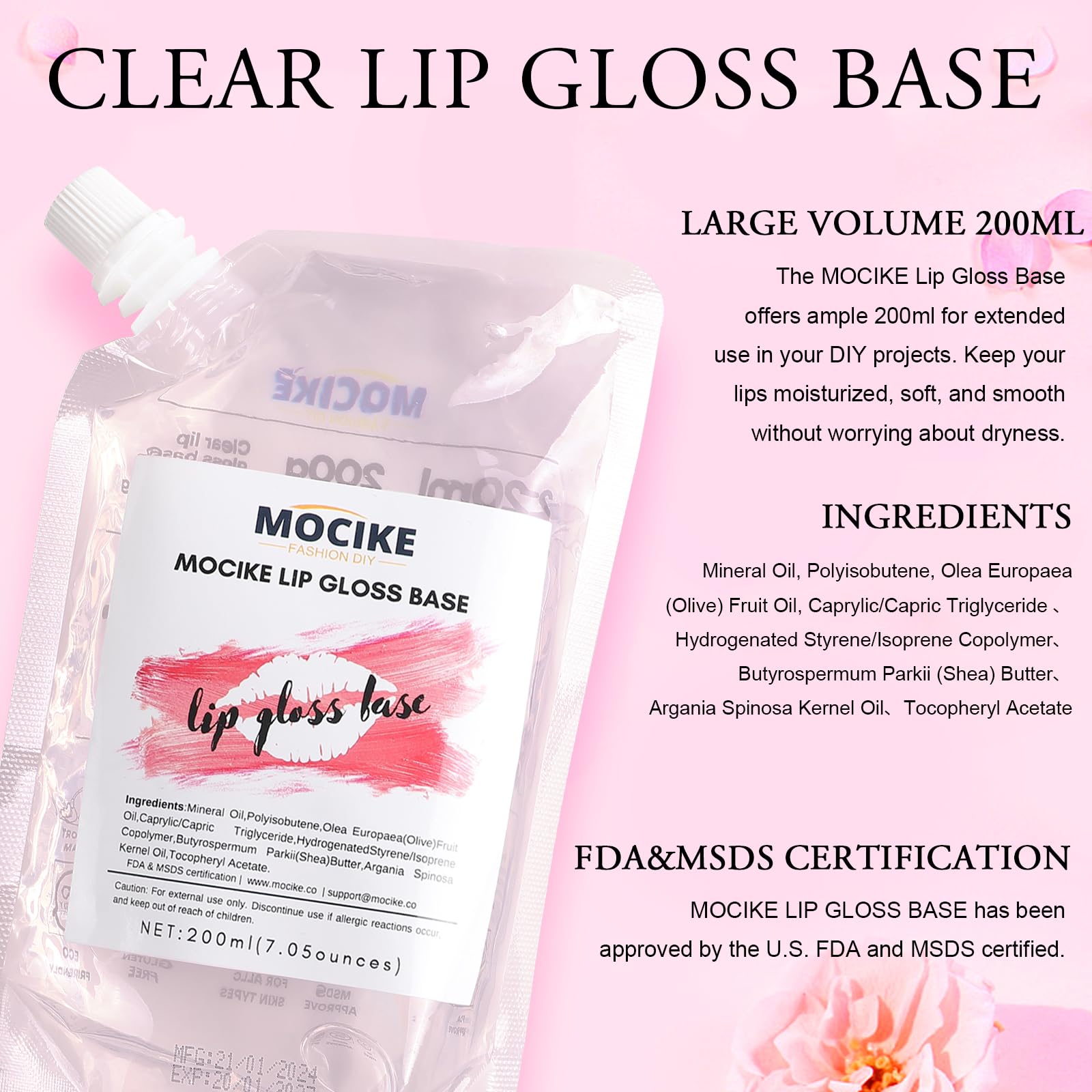 16 tubes gloss Mocike avec bouchons pour dosage et rangement faciles.