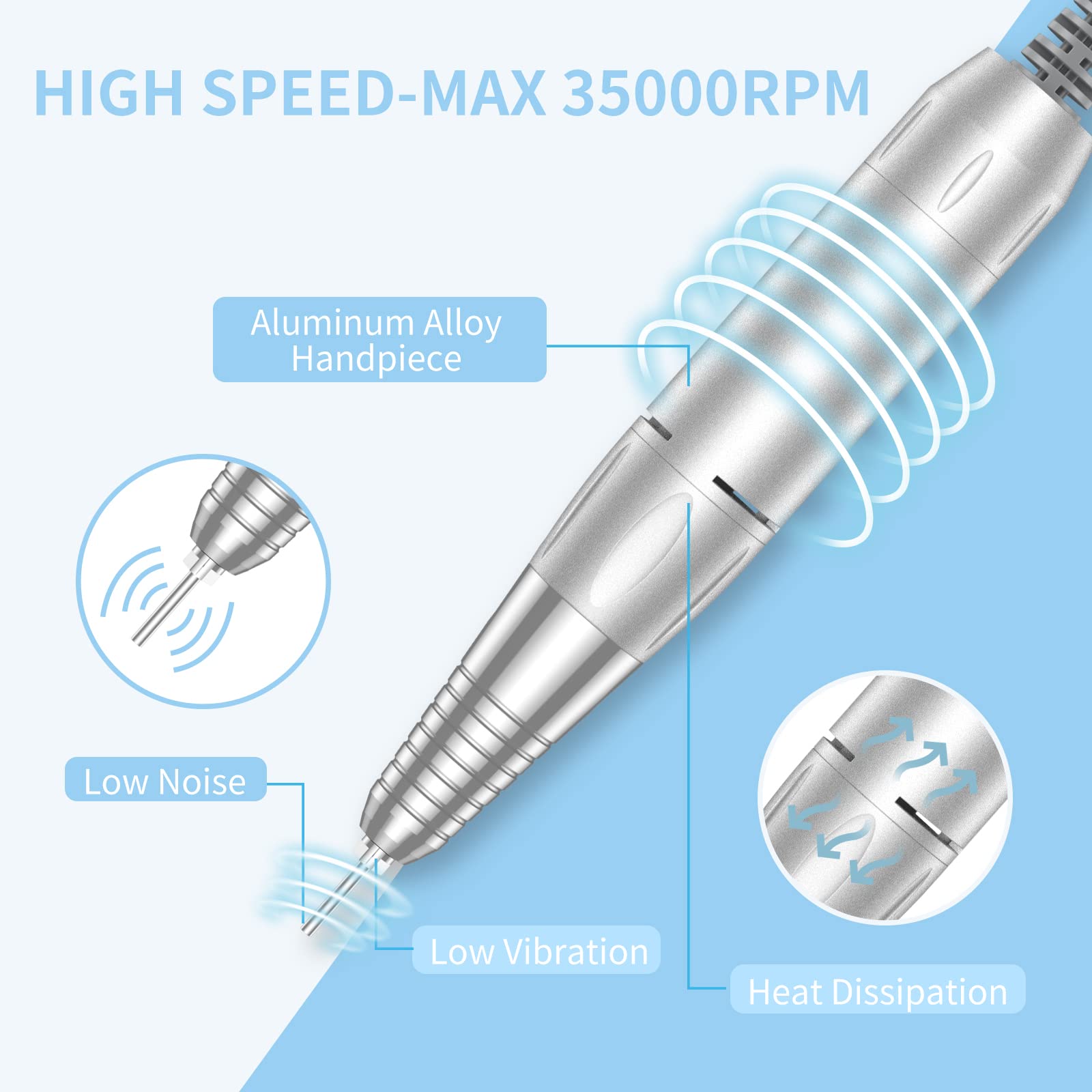 MOCOWIND manche en alliage d aluminium, prise en main confortable et faible vibration.