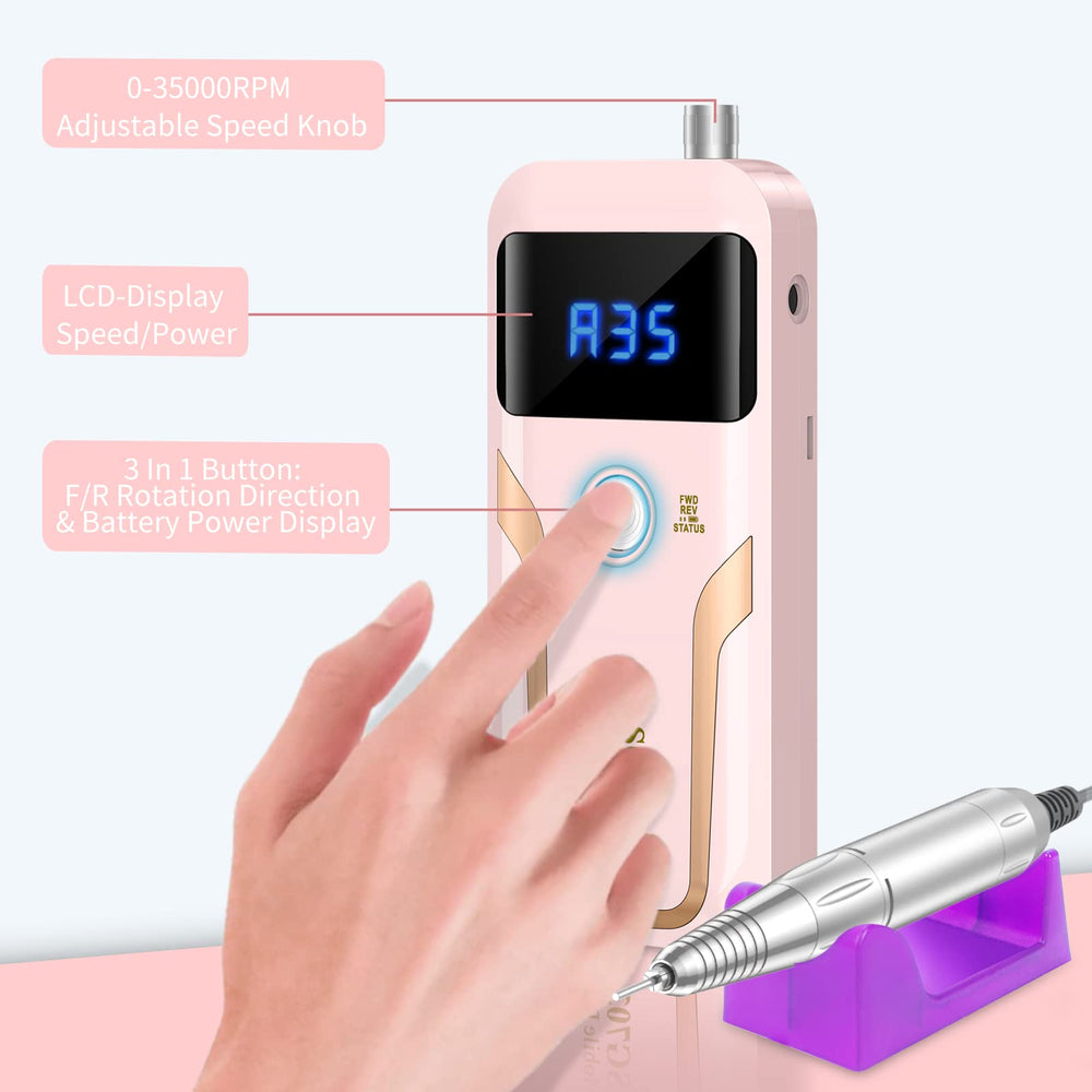 MOCOWIND perceuse à ongles compacte et légère, idéale en déplacement.