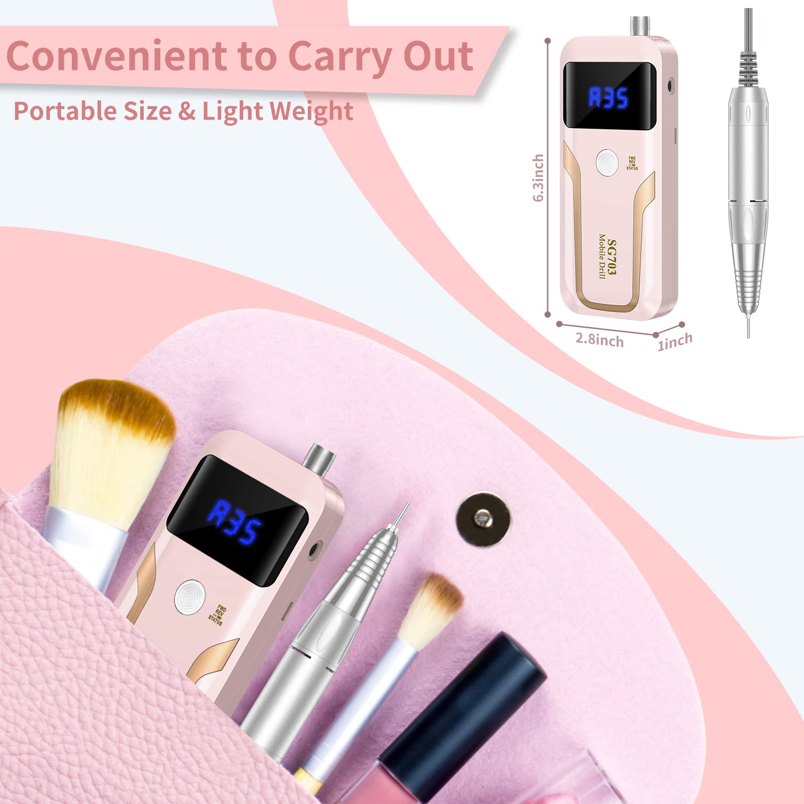 MOCOWIND perceuse à ongles chaleur et bruit faibles pour travail confortable.