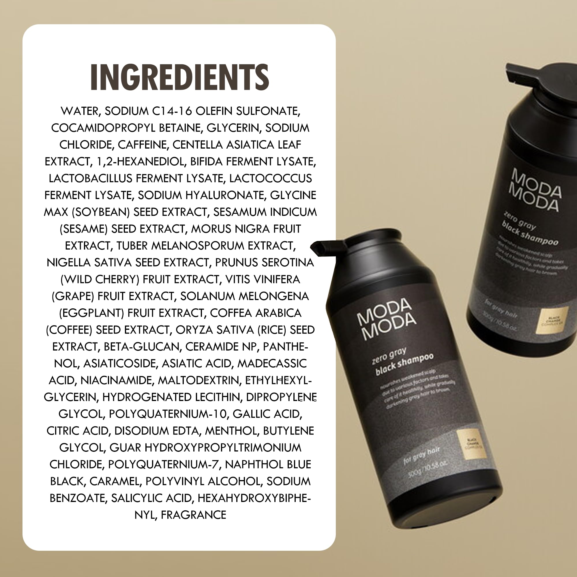 MODA MODA Zero Gray Black Shampoo — usage quotidien simple pour une routine capillaire efficace.