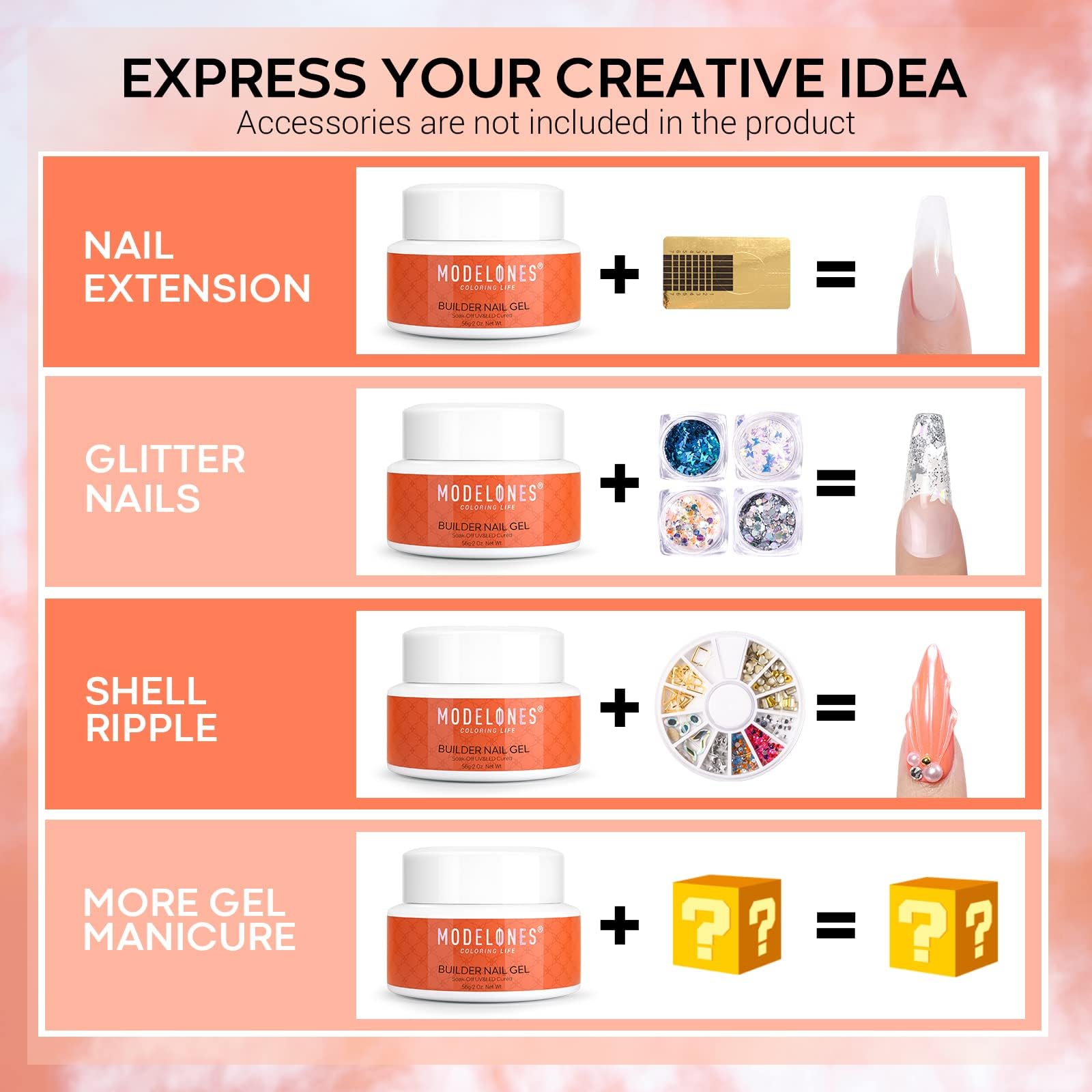 100 formes d’ongles Modelones – base facile pour des extensions régulières.