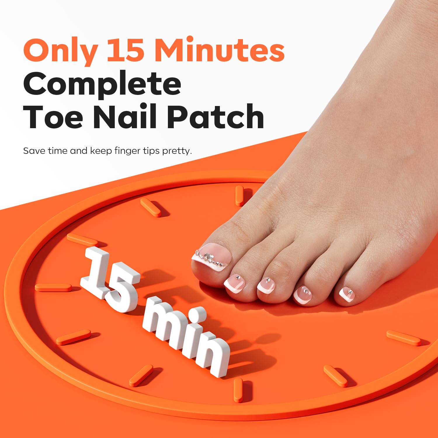 Modelones offre 15 tailles pour une adaptation universelle des ongles d’orteil.