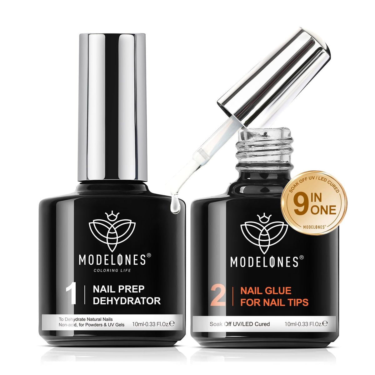 Modelones 9 en 1 kit-prep-dehydrate : préparation efficace des ongles.