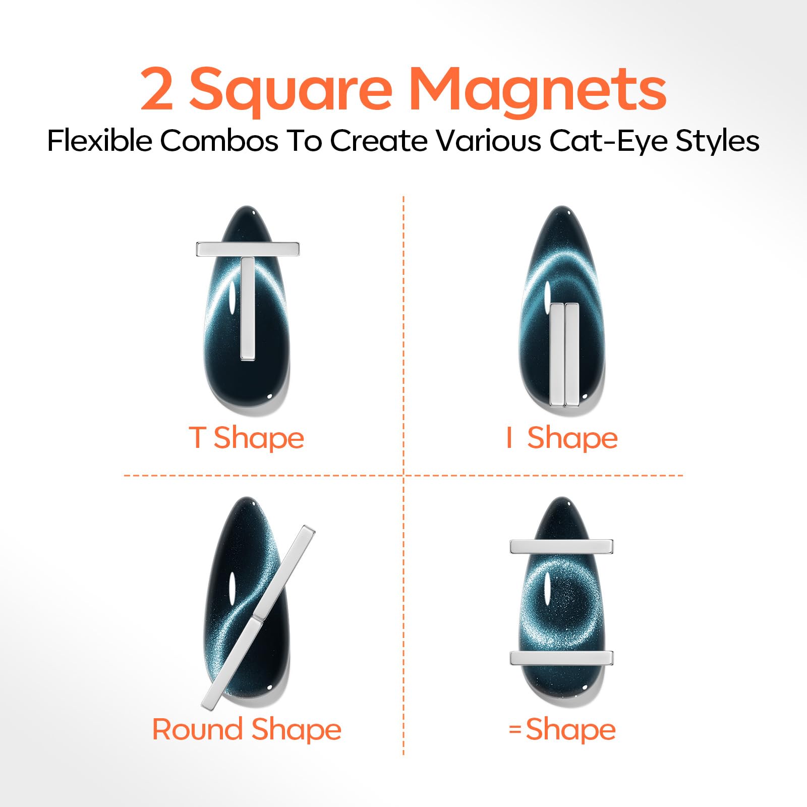 Aimants forme rectangle pour des designs précis sur ongles.