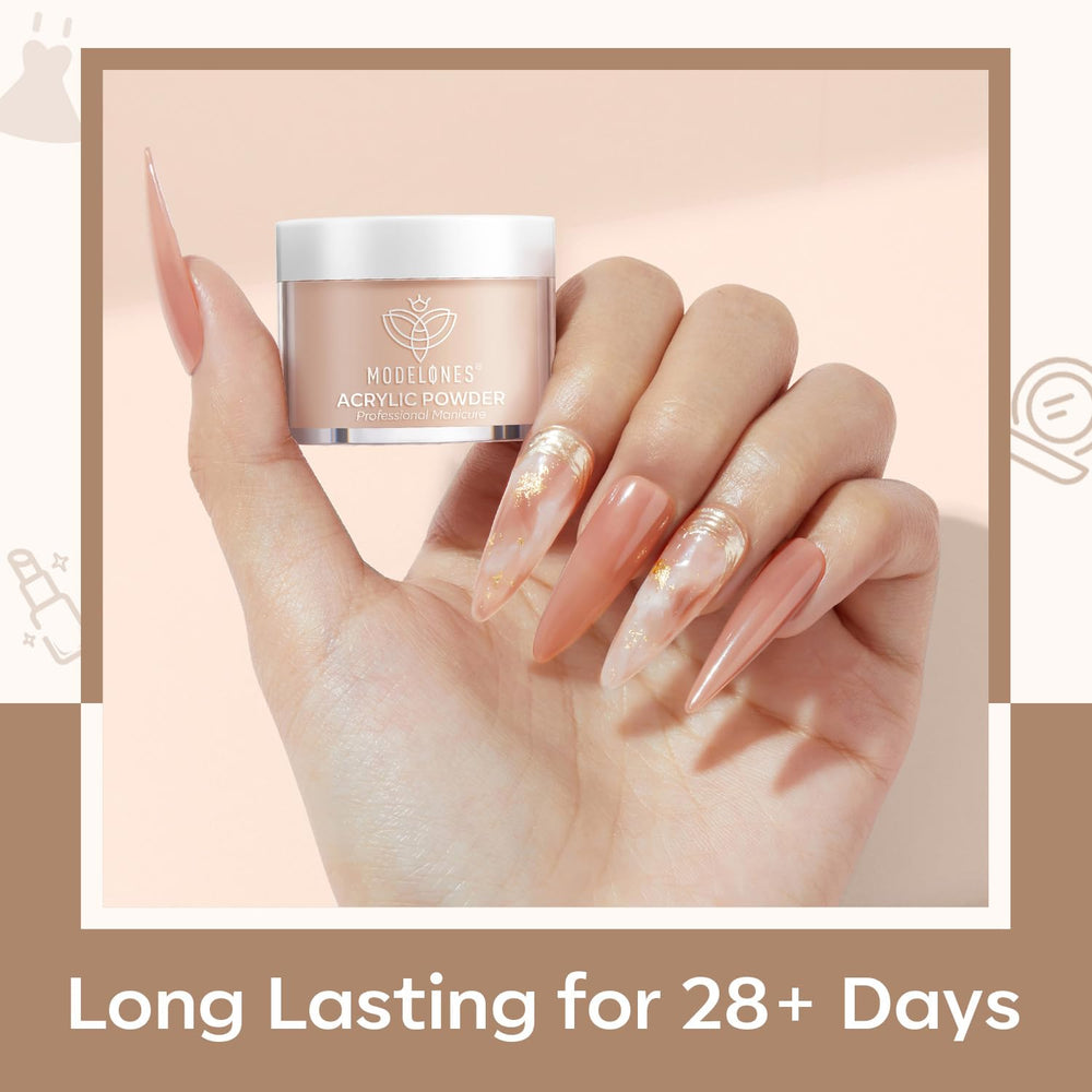 Modelones application scene shows easy nail extensions without lamp.