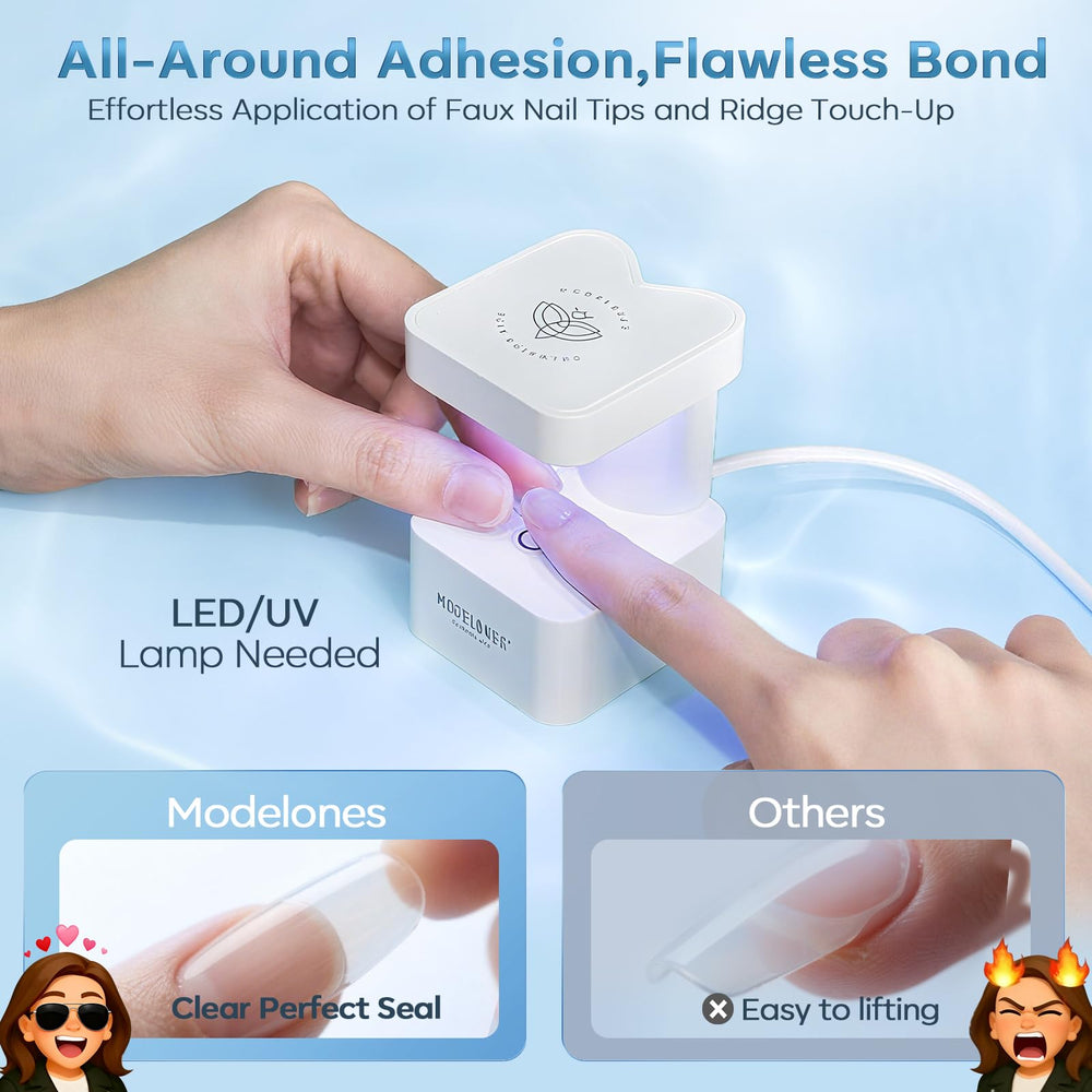 Modelones base-coat-gel-clair-extension-ongle assure une liaison solide.