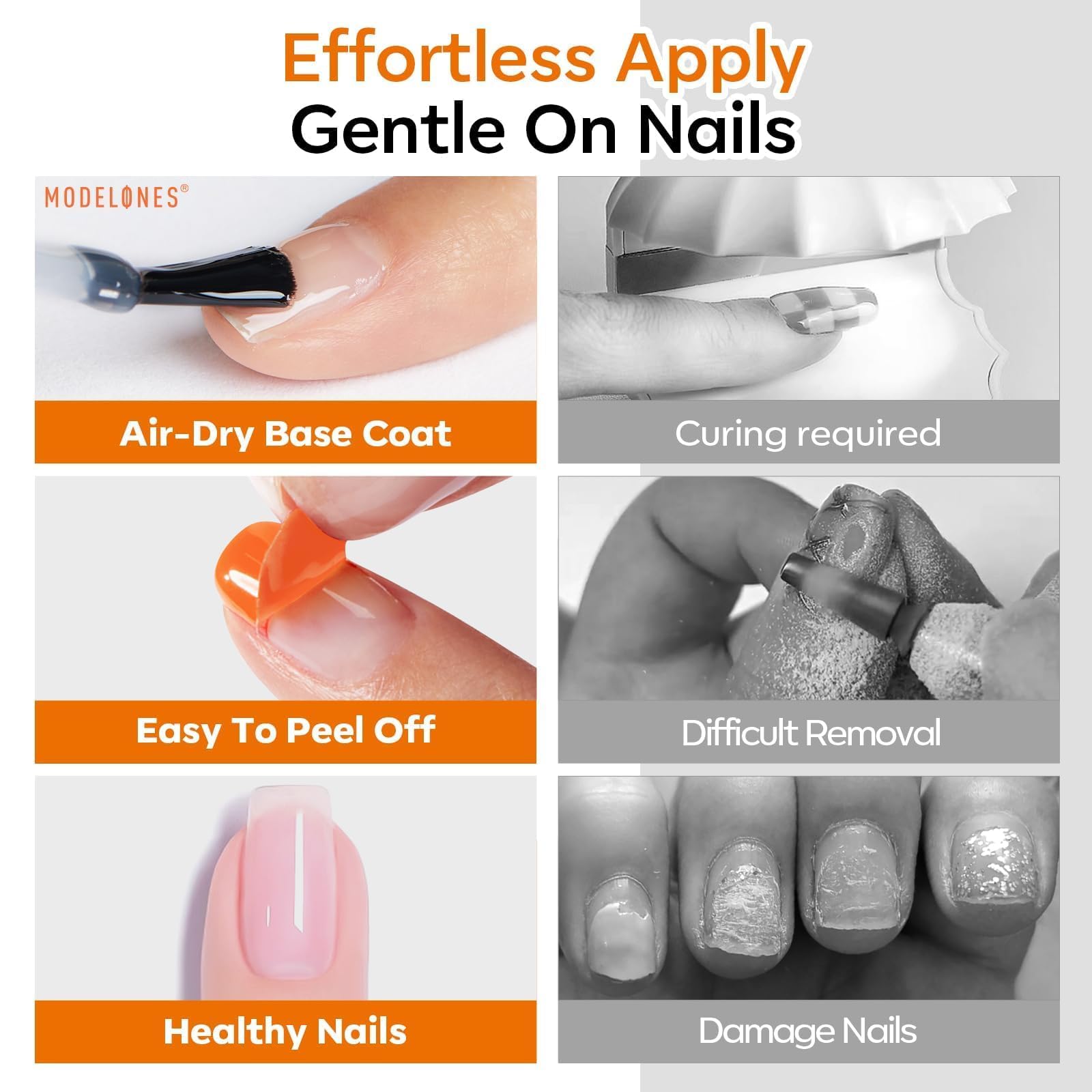 Modelones-base-peel-off-seche-sans-lampe, pratique pour les manicures rapides.