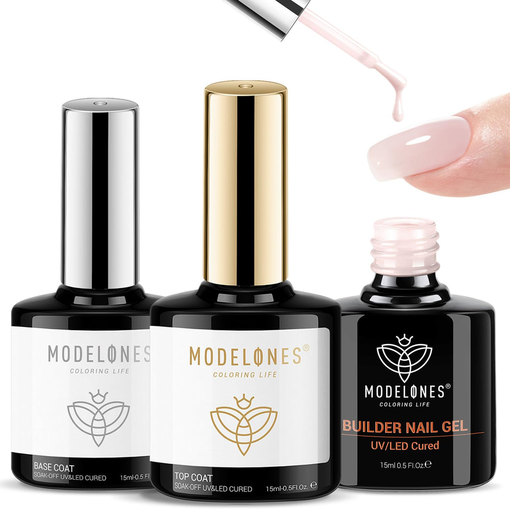 Modelones bouteille gel builder nude rose pour renforcer les ongles fragiles
