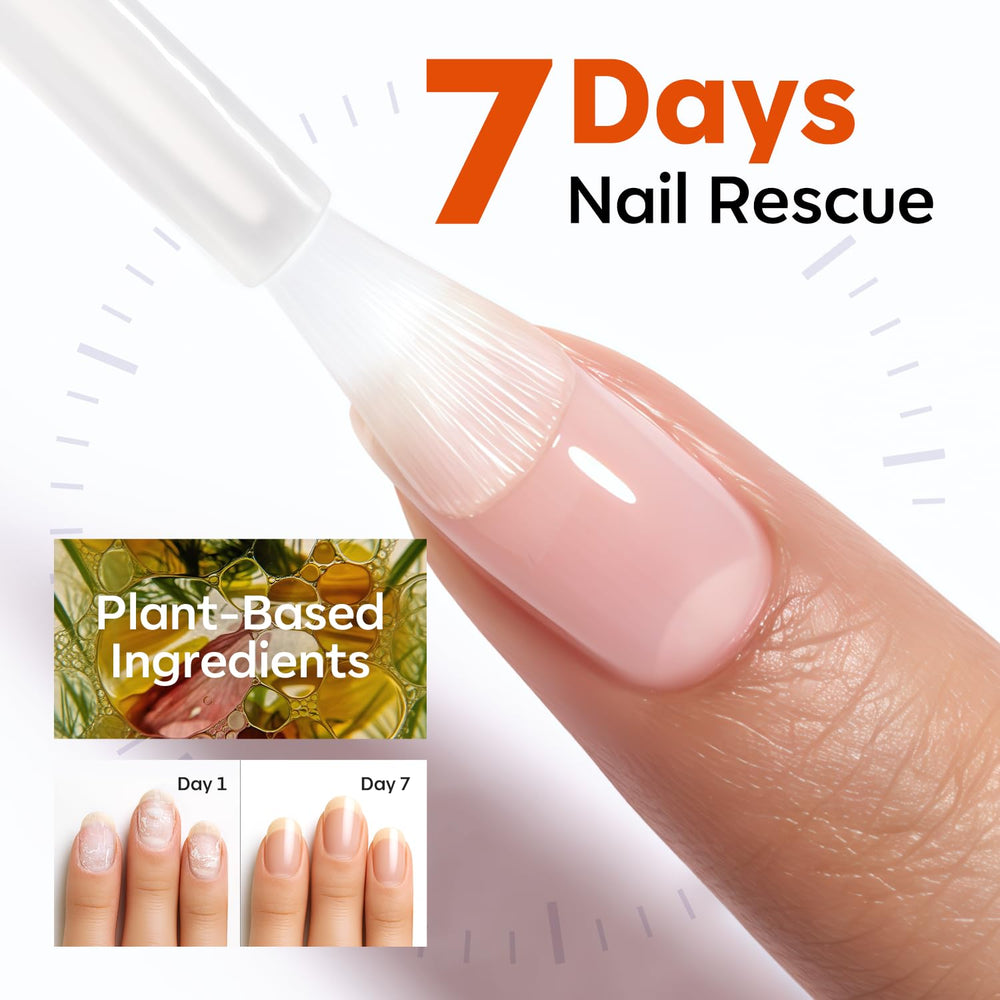 Le pinceau Modelones applique le soin fortifiant sur l’ongle.