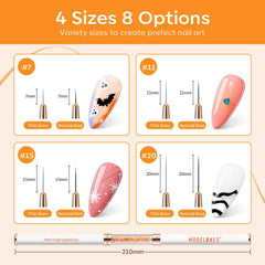 modelones pinceaux nail art double-face 15mm pour motifs moyens