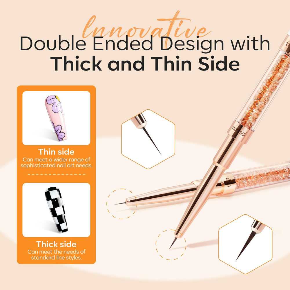modelones pinceaux nail art double-face 20mm pour remplissage rapide