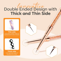 modelones pinceaux nail art double-face 20mm pour remplissage rapide