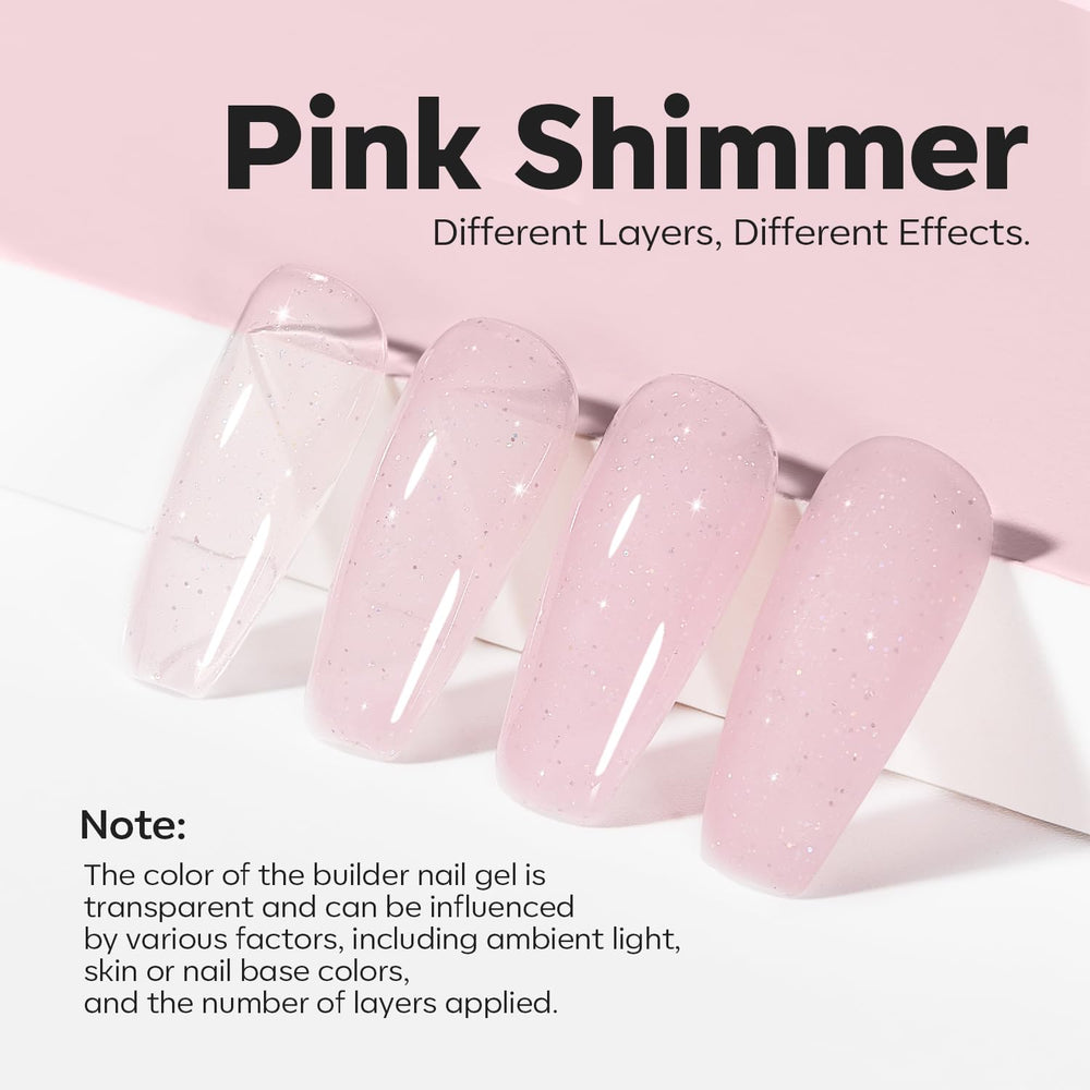 Modelones gel is applied as an apex builder for stronger-looking nails.