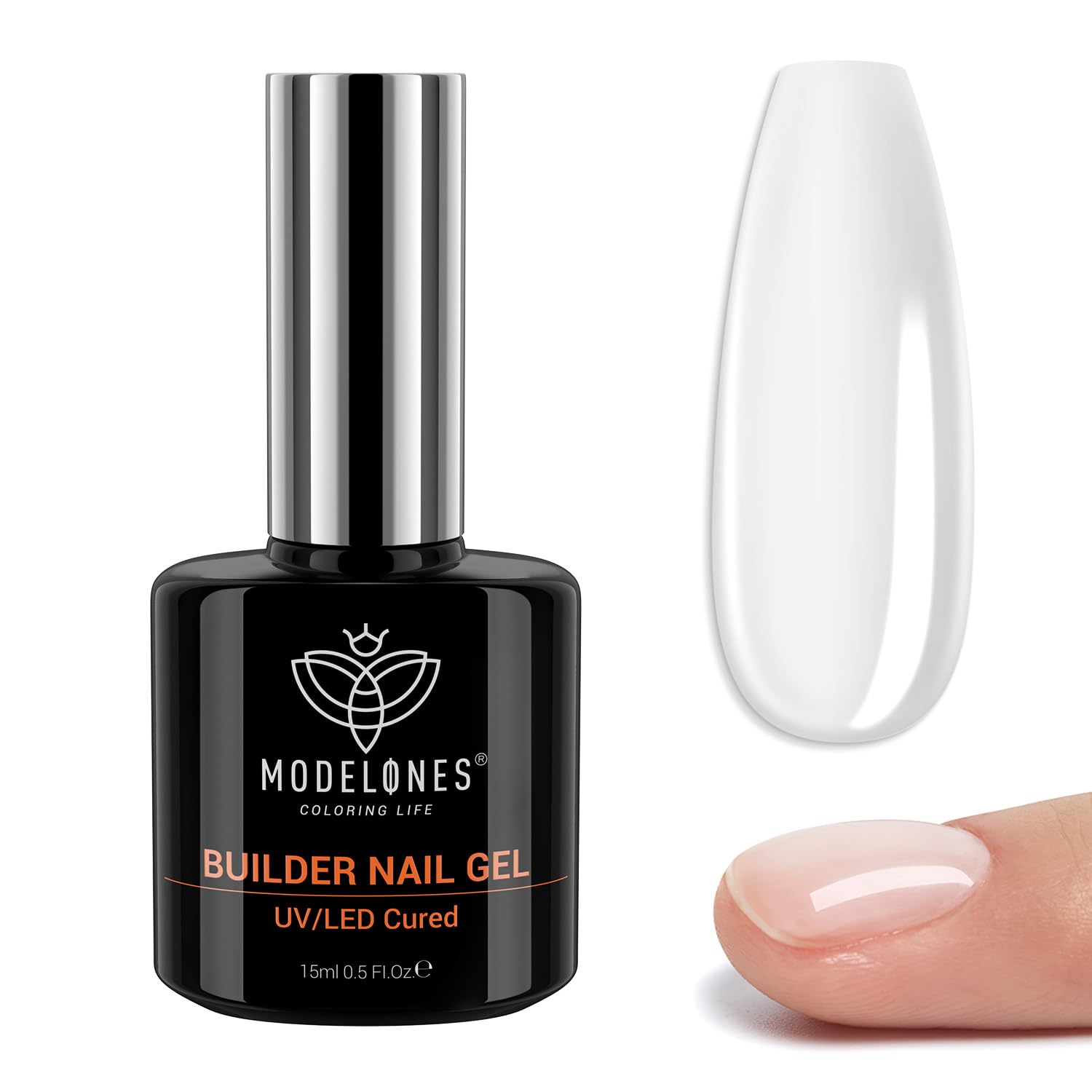Gel-builder transparent Modelones — bouteille transparente pour une application précise et nette.