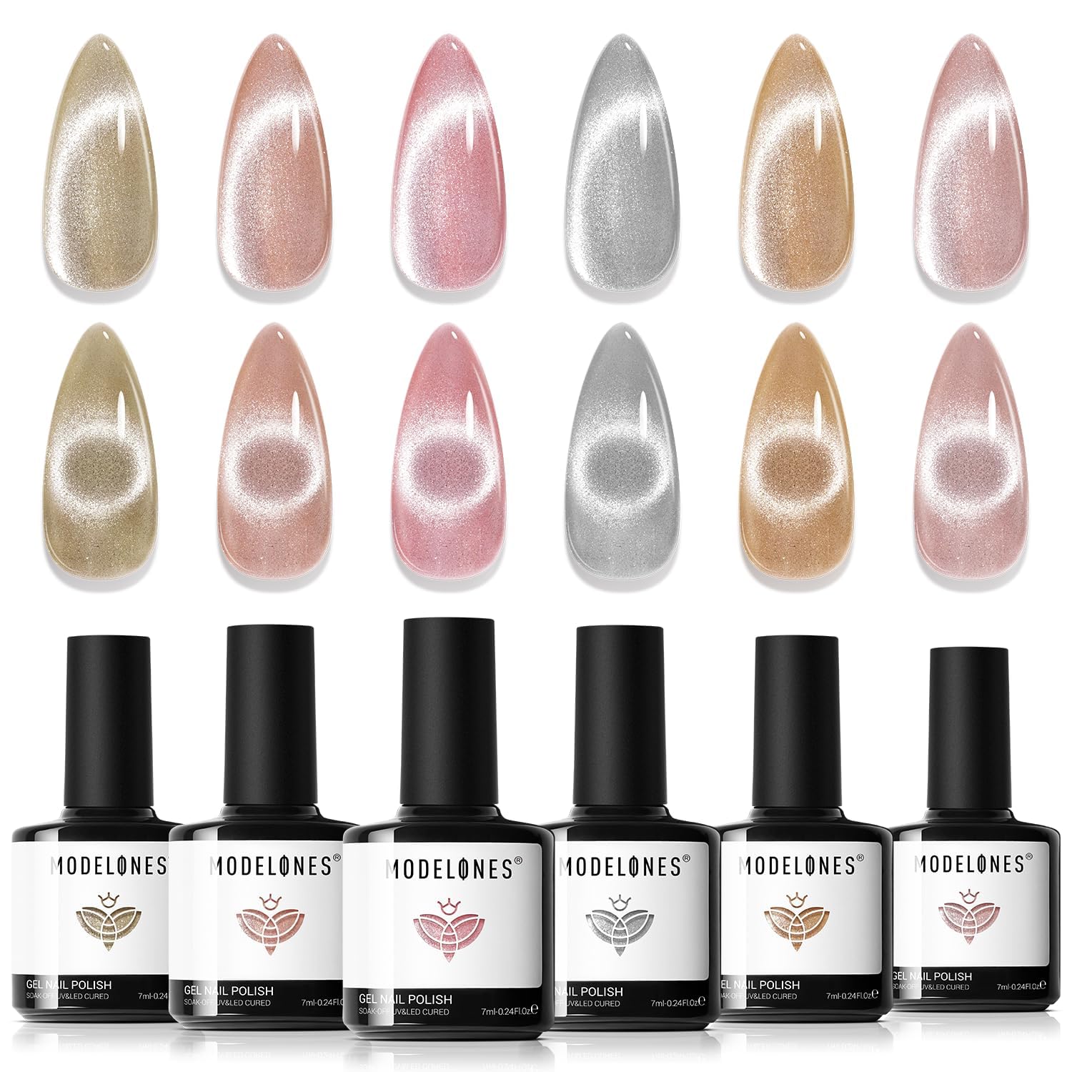 Modelones Cat Eye Gel Galaxy avec aimant inclus pour effets magnétiques.