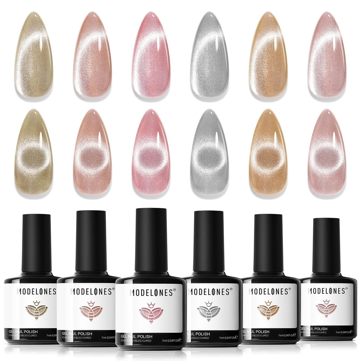 Modelones Cat Eye Gel Galaxy avec aimant inclus pour effets magnétiques.