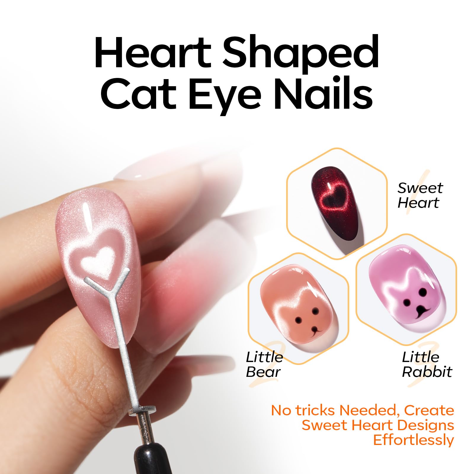 Aimant cœur Cat Eye de Modelones pour motifs élégants.