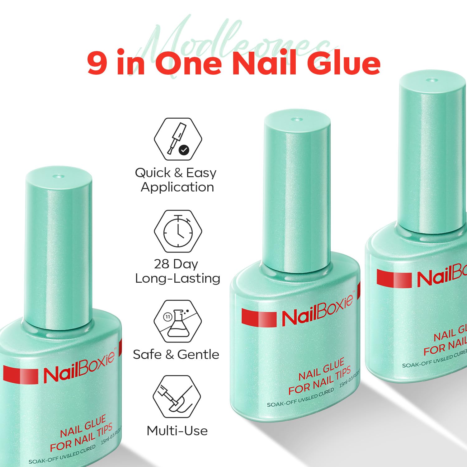 Modelones colle-ongles-transparente application-lisse pour extensions nettes