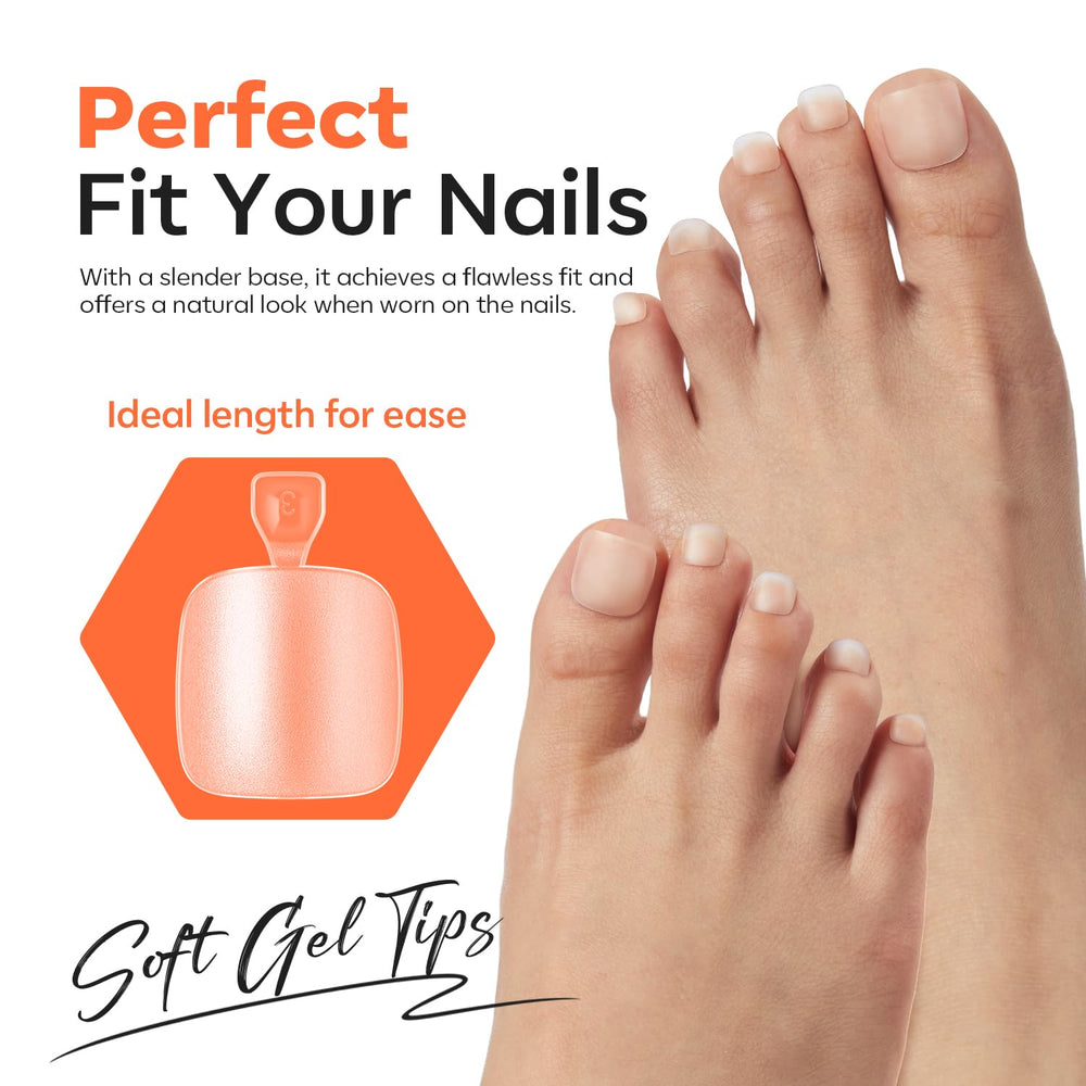 Confort et look naturel Squoval Modelones pour les ongles d’orteil.